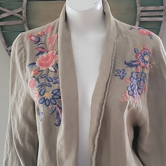 Johnny Was Tiwa  Embroidered Heavy Linen Coat - Picture 2 of 14